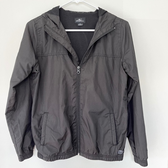 Oneill Black Rain Wind Breaker Zip Jacket - Big Kids Size M - Picture 1 of 7